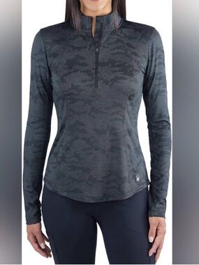SPYDER Tech Soft Moisture Wicking Thumbholes Quarter Zip Active Top - US XL